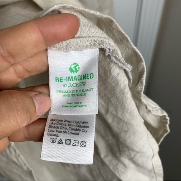 J Crew linen‎ beach cream oversized shirt XS minimalist vacation - Picture 4 of 7